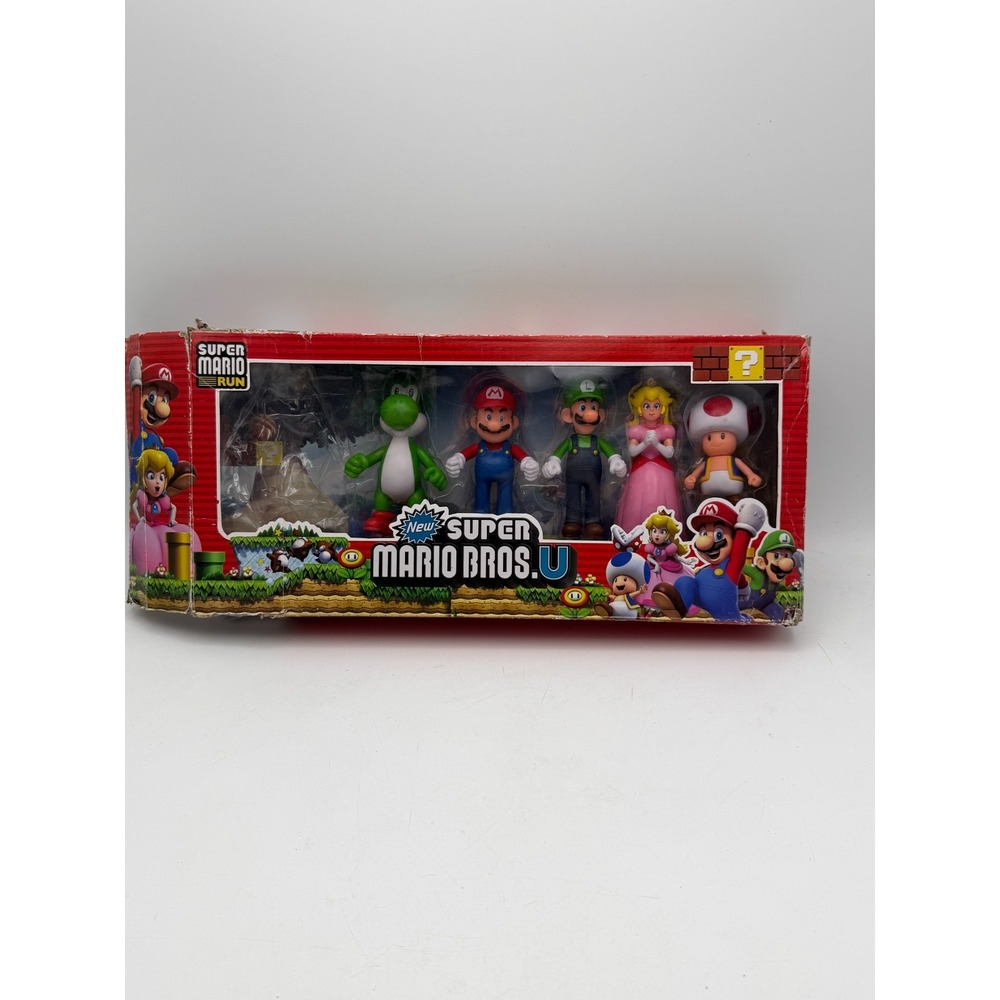 JAKKS Pacific New Super Mario Bros U Run 5 Figure Set Mario Luigi Peach Yoshi